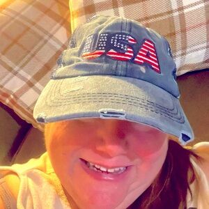 USA hat with stars new red white and blue adjustable hat distressed